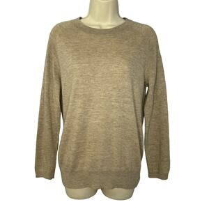 Madeleine Thompson Cashmere Crew Neck Sweater Tan Soft Luxury Small
